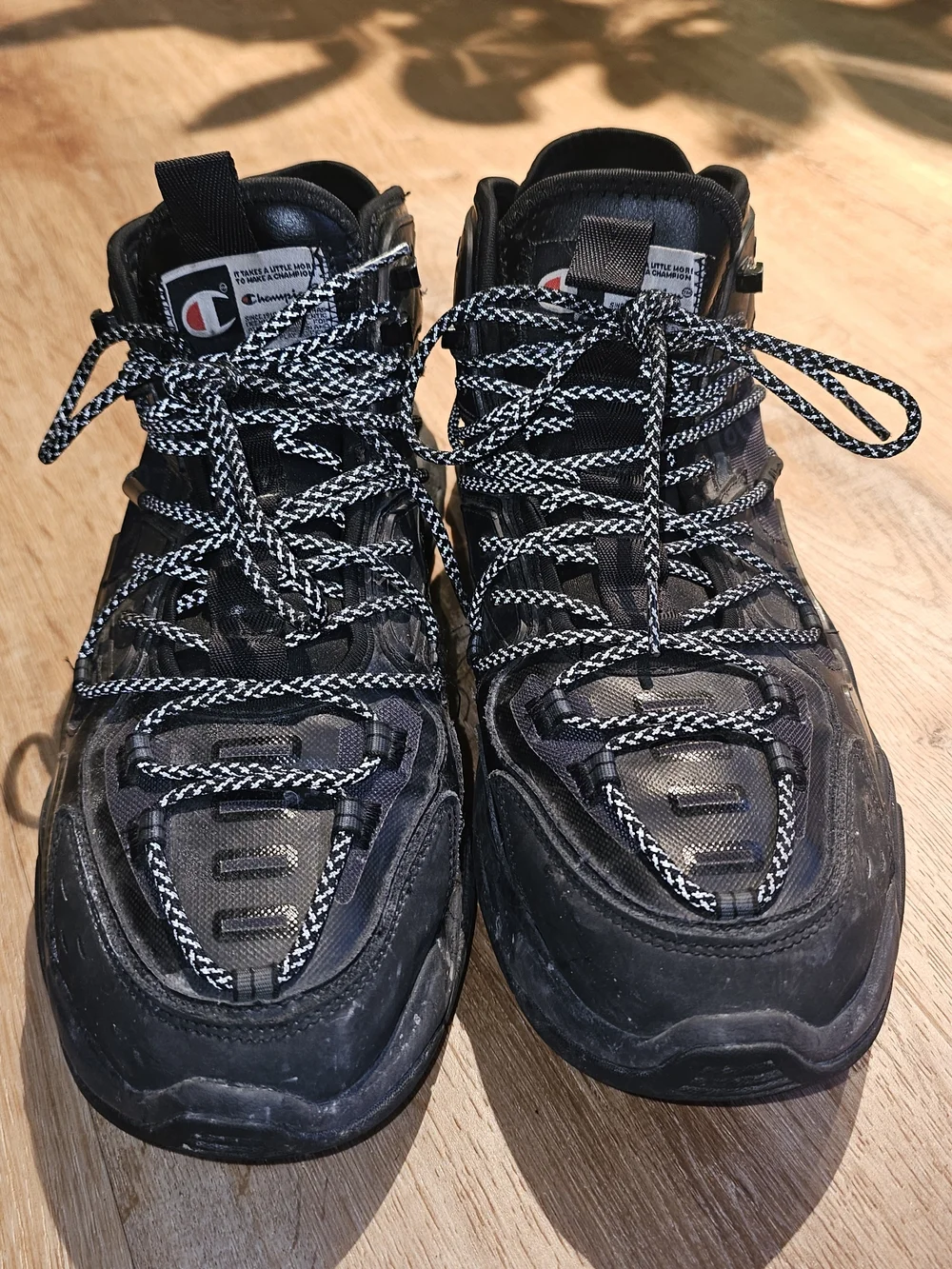 Champion Black Low-Top Chunky Sneakers with Black/White Laces - Picture 2 of 6